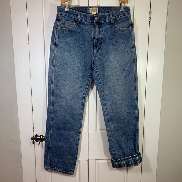 Red Head Mens Flannel Lined Jeans 34x34 (34x31.5) Warm Chores Denim Straight Leg - Picture 2 of 12